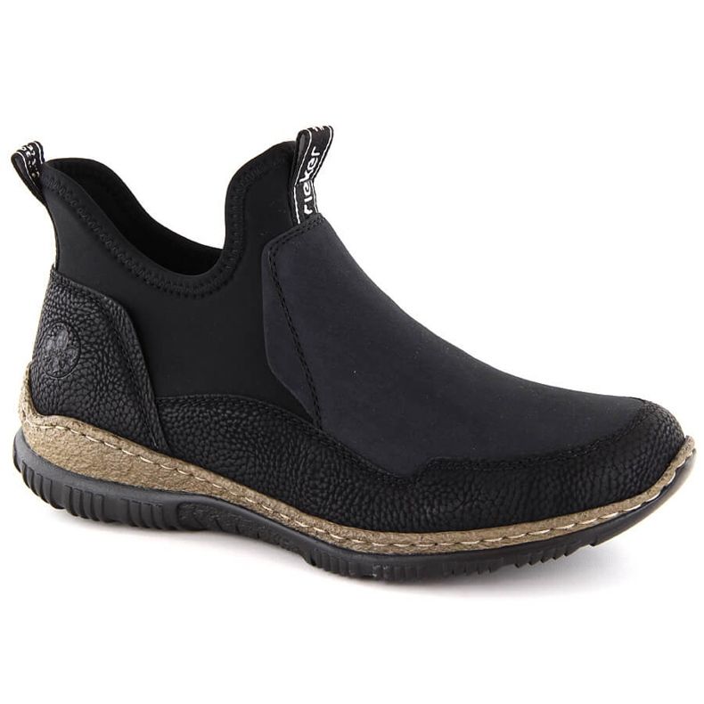 Botine confortabile de damă, negre, cu slip-on, Rieker N3275-00 negru 2