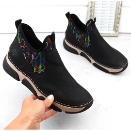 Botine confortabile de damă negre cu slip-on Rieker 45957-00 negru 2 Botine confortabile de damă negre cu slip-on Rieker 45957-00 negru 2