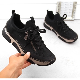 Pantofi negri de damă comozi Rieker 45973-00 negru 1