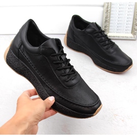 Pantofi sport de damă din piele neagră Sergio Leone SP013 negru 1