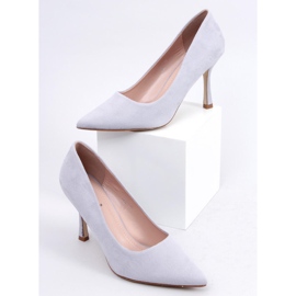 Stiletto dama din piele intoarsa Giorgia Grey gri 1