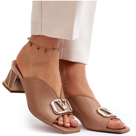 Flip-flops de damă elegante cu toc înalt Laura Messi 2771 bej 4