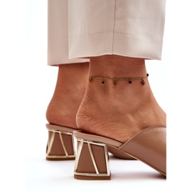 Flip-flops de damă elegante cu toc înalt Laura Messi 2771 bej 1