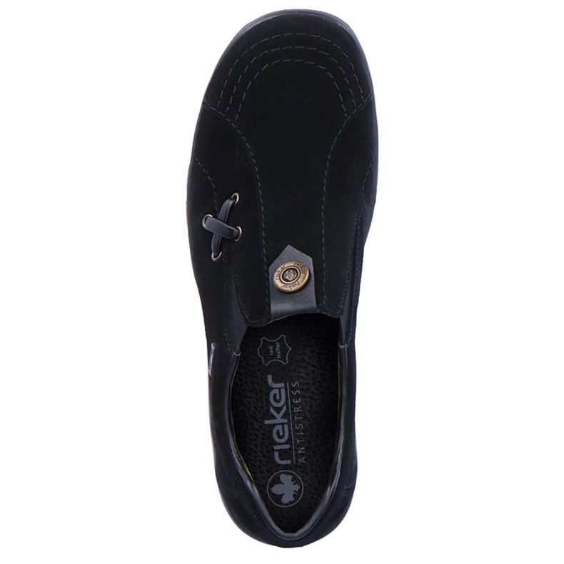 Pantofi din piele, slip-on negru Rieker L7171-00 1
