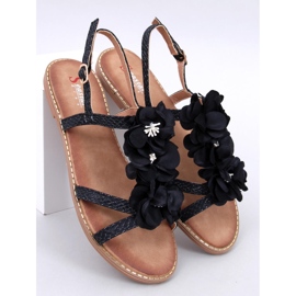 Amaur Sandale negre cu flori delicate negru 1