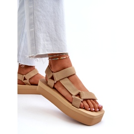 Ideal Shoes Sandale cu platformă de damă, bej 2
