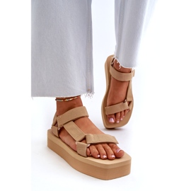 Ideal Shoes Sandale cu platformă de damă, bej 1