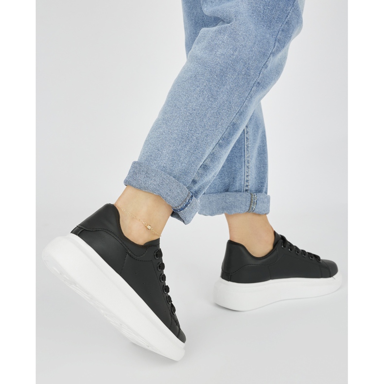 Pantofi sport negri de damă cu platformă negru 1