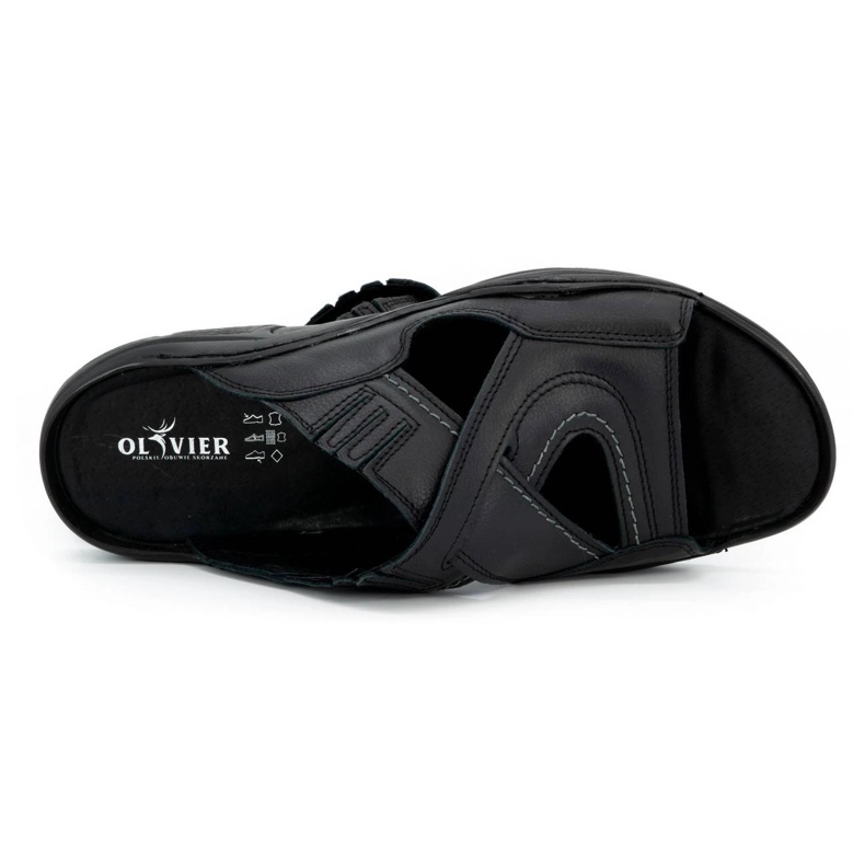 Olivier Flip -flop -uri pentru bărbați din piele naturală 400MP Negru 3