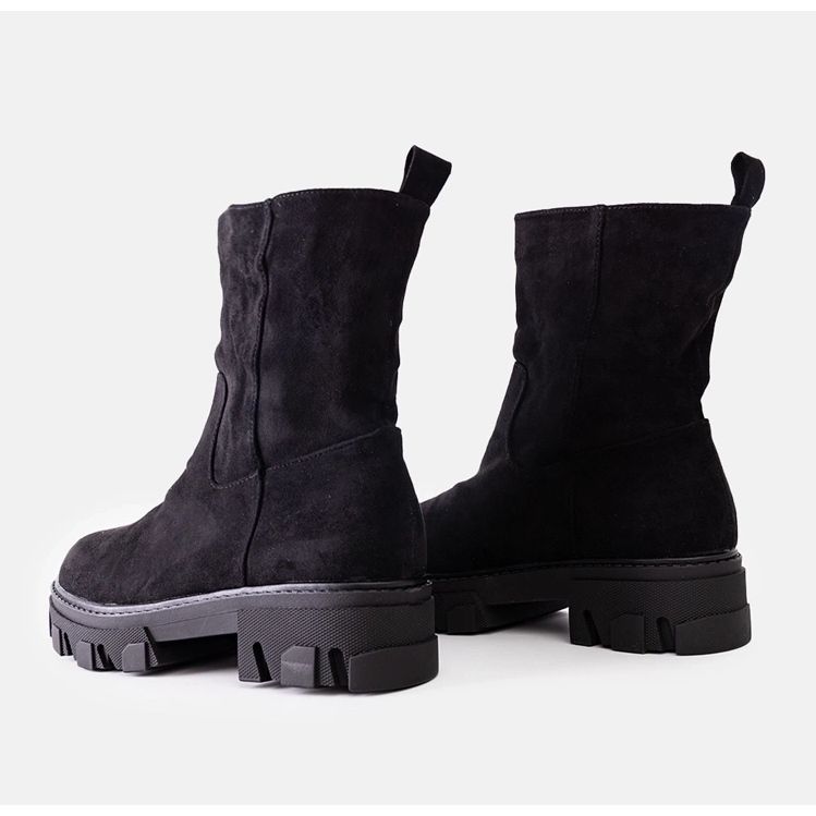 Botine de piele intoarsa neagra Eleonira negru 1