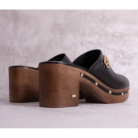 Mulți cu toc înalt din piele KARINO neagră negru 1