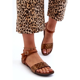 Sandale plate din piele Zazoo 40027, cupru maro 2