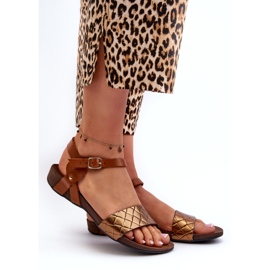 Sandale plate din piele Zazoo 40027, cupru maro 1