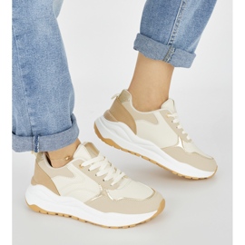 Pantofi sport de dama bej cu talpa groasa 2 Pantofi sport de dama bej cu talpa groasa 2