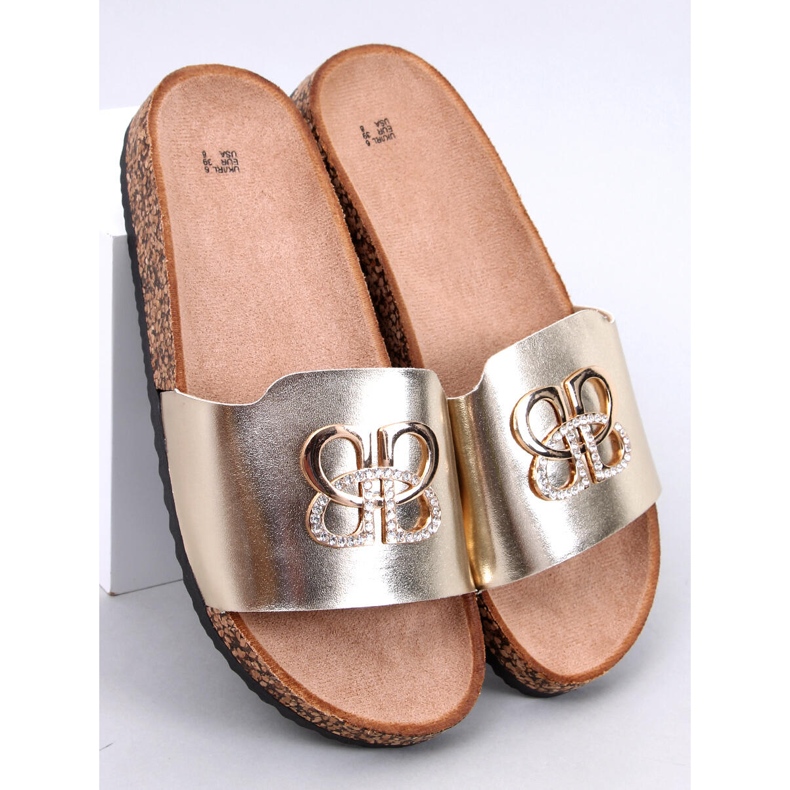 Ibanei LT.GOLD papuci de pluta cu strasuri de aur 1