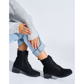 Botine de dama negre cu siret, cu toc jos negru 3