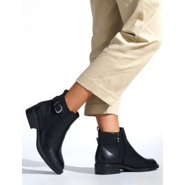 Botine de dama plate clasice negre negru 2