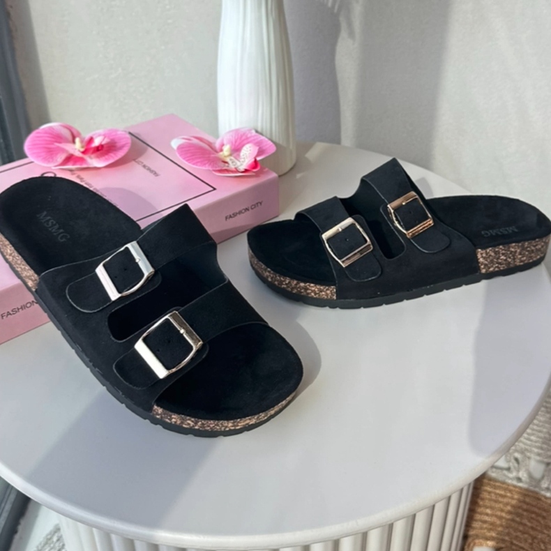 Sandale Damă Slip-on Pe Talpă De Plută Cortina Neagră negru 1