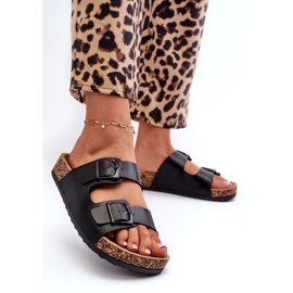 Evento Flip-flops de damă pe o platformă din plută cu catarame, Klinesta negru 1