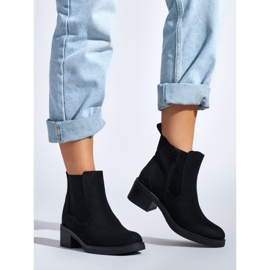 Botine negre de damă cu toc joasă negru 1