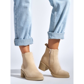 Botine de piele intoarsa bej 1