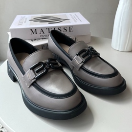 Vinceza Mocasini eleganti din piele de dama, Triana Bej Inchis gri 1