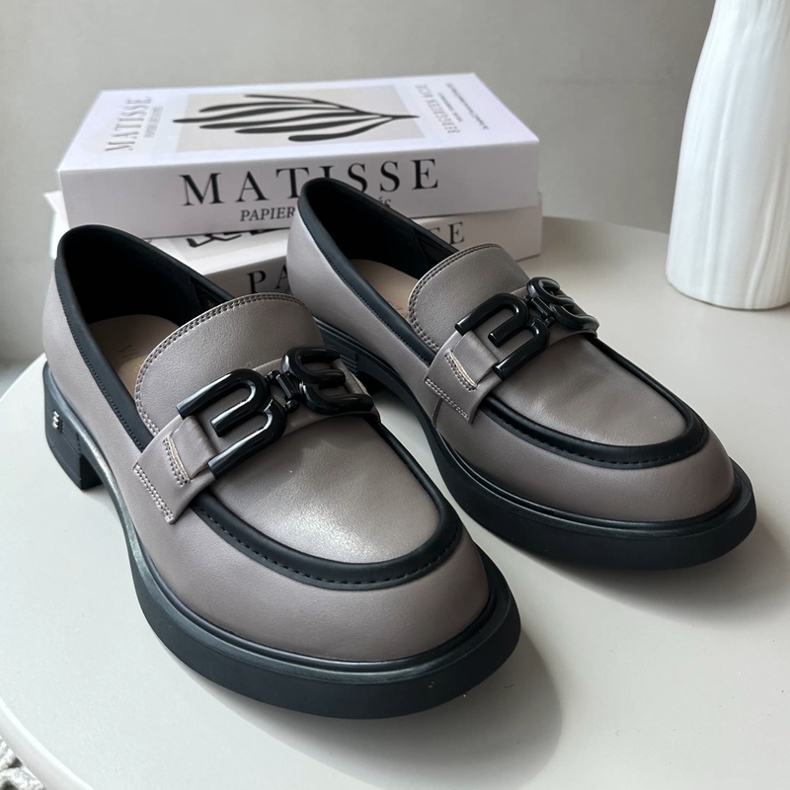 Vinceza Mocasini eleganti din piele de dama, Triana Bej Inchis gri 1