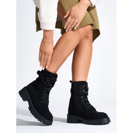 Cizme de muncitori negre de piele intoarsa de dama negru 2