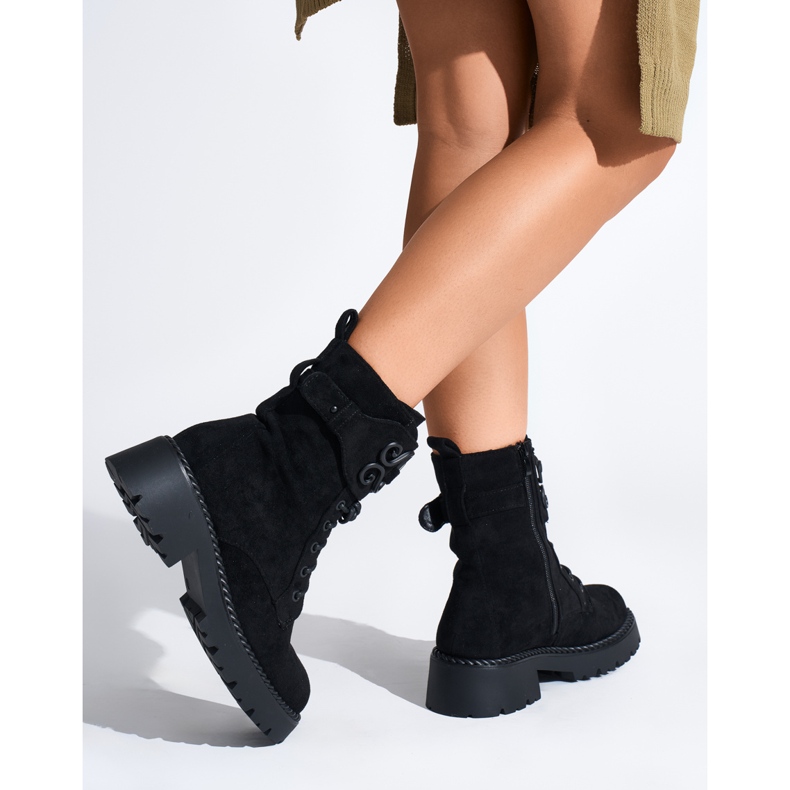 Cizme de muncitori negre de piele intoarsa de dama negru 1