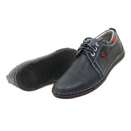 Polbut Pantofi barbati piele 343P, perforat, bleumarin albastru 6