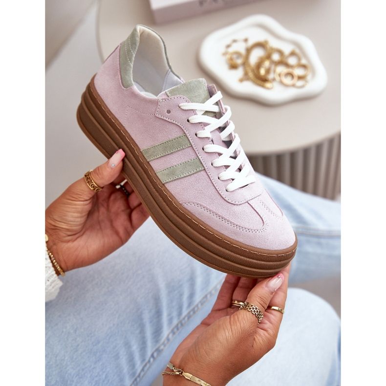 Pantofi de damă Zazoo N1068S4 cu platformă din piele intoarsa, violet 2