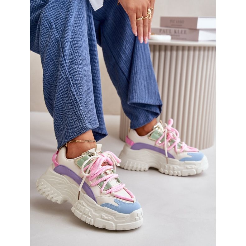 Pantofi de damă pe o talpă groasă Nevela multicoloră bej 1