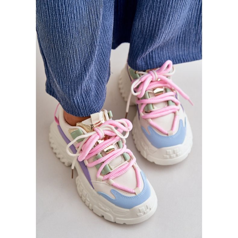 Pantofi de damă pe o talpă groasă Nevela multicoloră bej 2