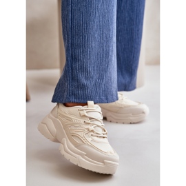 Pantofi sport de damă cu talpă groasă, Lerista bej deschis 2