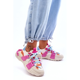 Seastar Pantofi sport cu șireturi la modă pentru femei, bej și roz 4 Seastar Pantofi sport cu șireturi la modă pentru femei, bej și roz 4