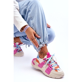 Seastar Pantofi sport cu șireturi la modă pentru femei, bej și roz 2 Seastar Pantofi sport cu șireturi la modă pentru femei, bej și roz 2