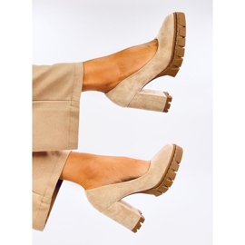 Pompe cu toc înalt și platformă Angela Khaki bej 1 Pompe cu toc înalt și platformă Angela Khaki bej 1