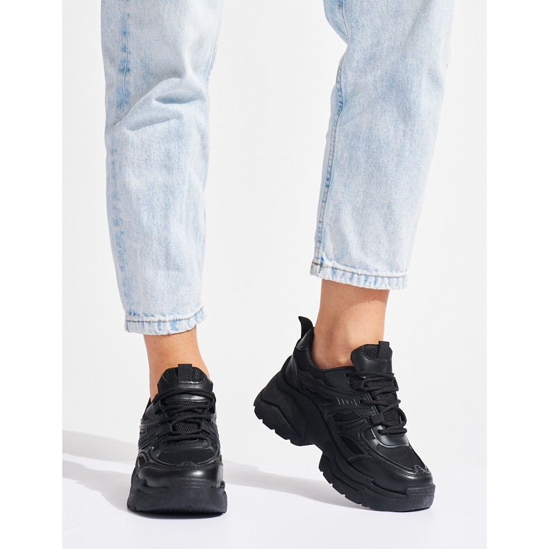 Adidasi negri cu talpa groasa negru 1