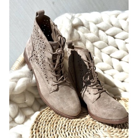 S.barski HY66-136 Botine De Dama Cu Model, Bej Deschis 2