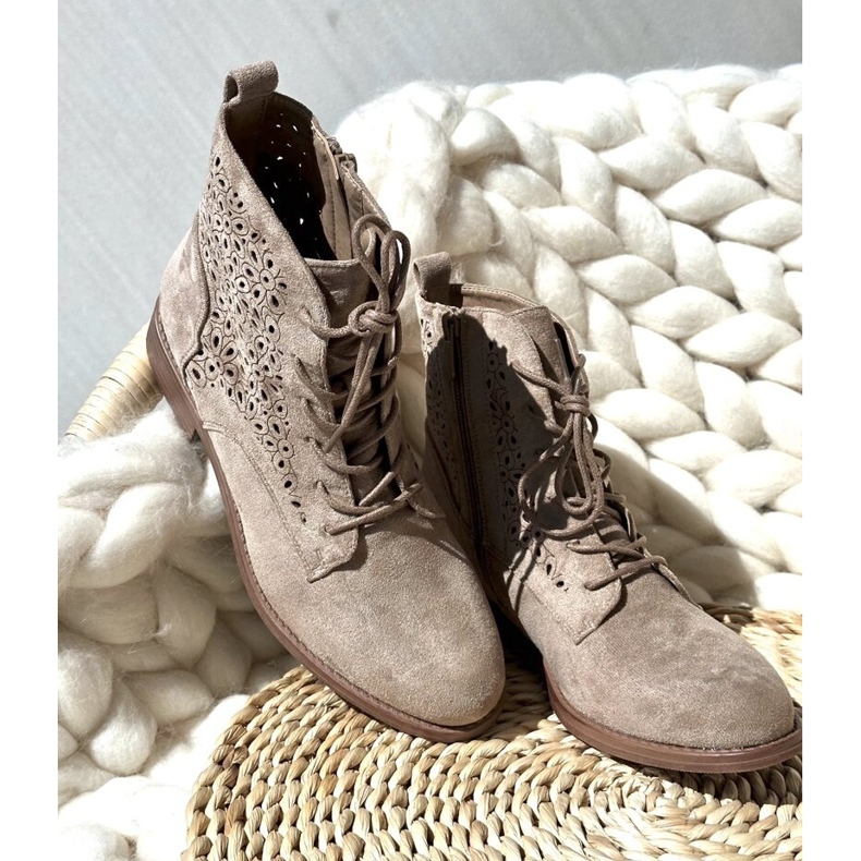 S.barski HY66-136 Botine De Dama Cu Model, Bej Deschis 2