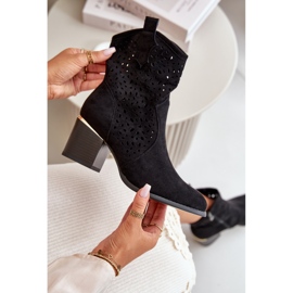 Botine ajurate din piele intoarsa ecologica, prinse cu fermoar, Sevana neagra negru 2