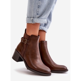 Cizme izolate de damă, cu toc înalt, cu cataramă, maro Nevillira 1