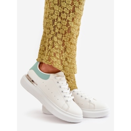 Pantofi de damă cu platformă joasă din piele ecologică, alb și verde, Nevelena 1