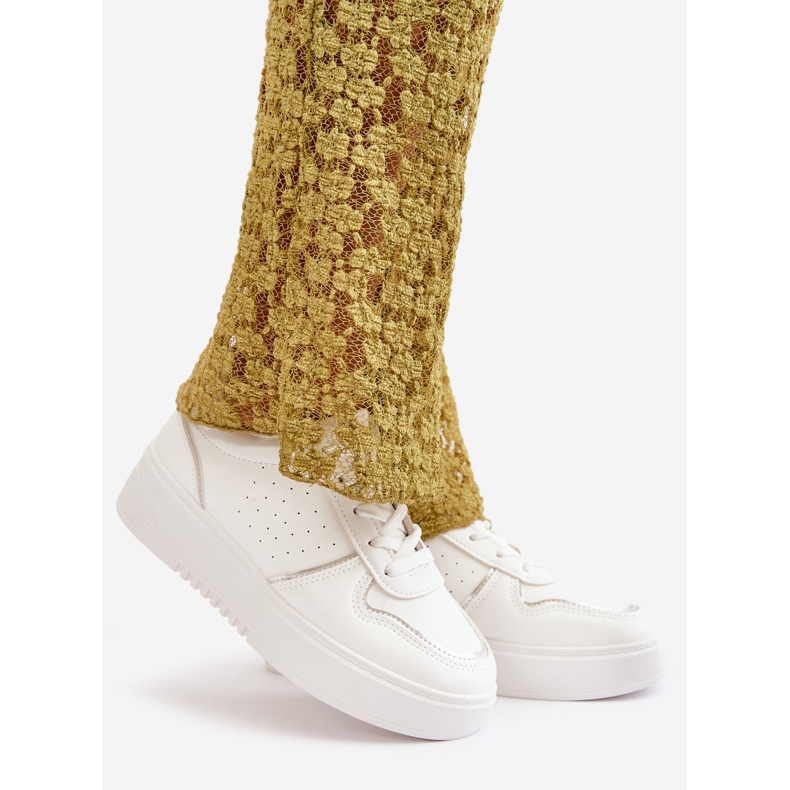 Pantofi Dama Platforma Cu Sireturi Decorative, Mistra Alb 1