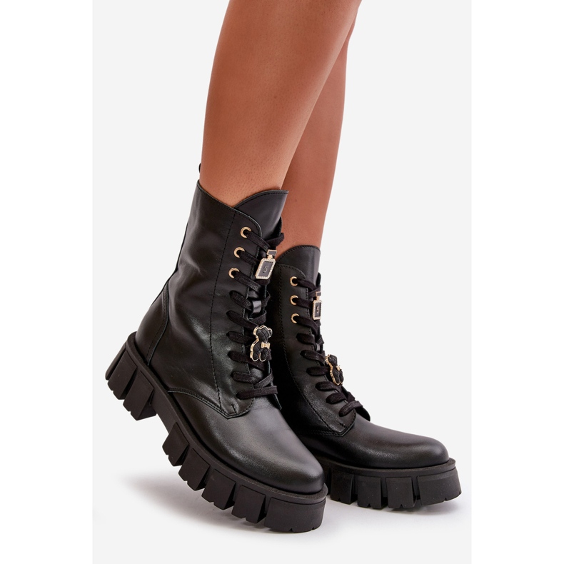 Cizme de dama de muncitor din piele cu ace CheBello 4247 negru 1 Cizme de dama de muncitor din piele cu ace CheBello 4247 negru 1