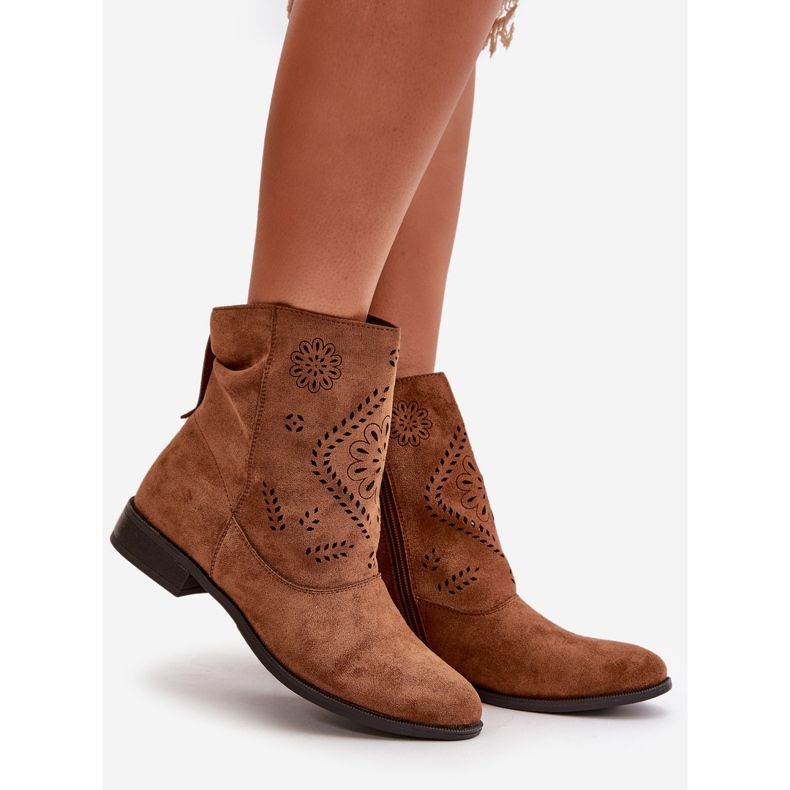 Jezzi Cizme joase ajurate pentru damă, prinse cu fermoar, Irinette maro 1 Jezzi Cizme joase ajurate pentru damă, prinse cu fermoar, Irinette maro 1