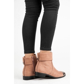 Ideal Shoes Botine din piele de căprioară cu fermoar roz 1 Ideal Shoes Botine din piele de căprioară cu fermoar roz 1