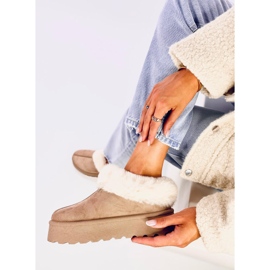 Cizme de zăpadă scurte Yogi Khaki cu blană bej 1 Cizme de zăpadă scurte Yogi Khaki cu blană bej 1