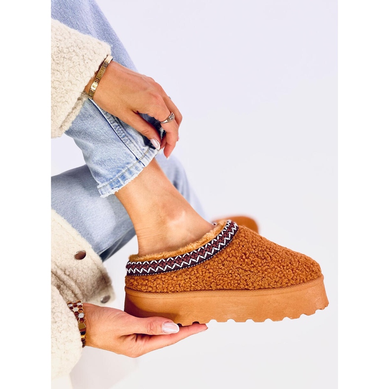 Cizme scurte de zapada cu Lamb Camel maro 1