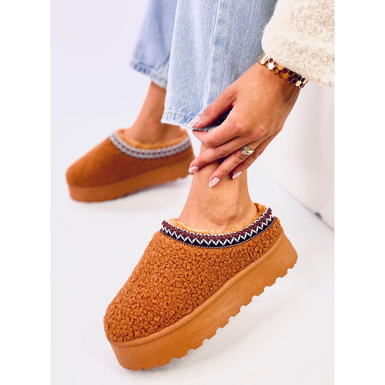 Cizme scurte de zapada cu Lamb Camel maro 2